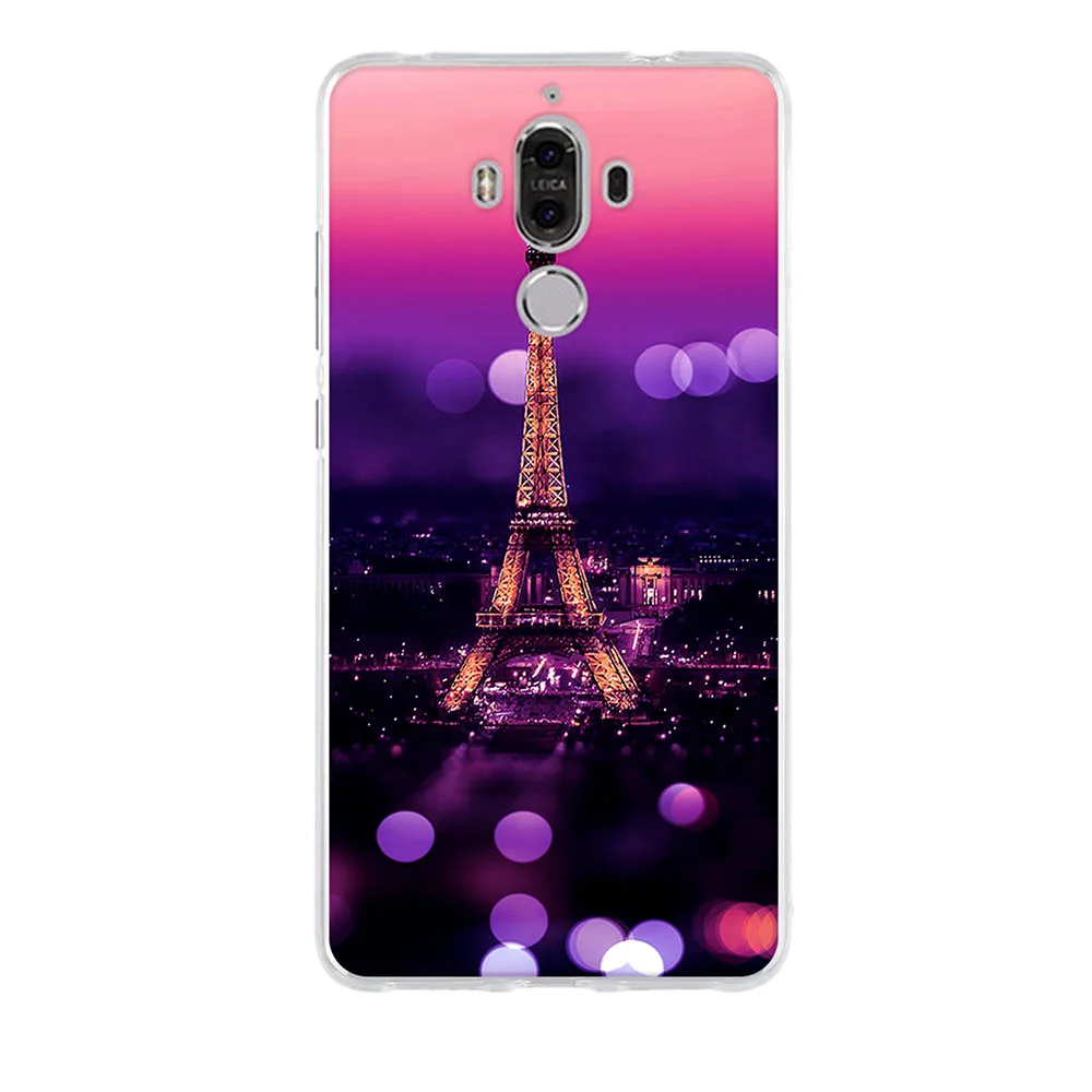 Силиконовый чехол для Huawei mate 9 цветные цветы милые кошки картина мягкая задняя