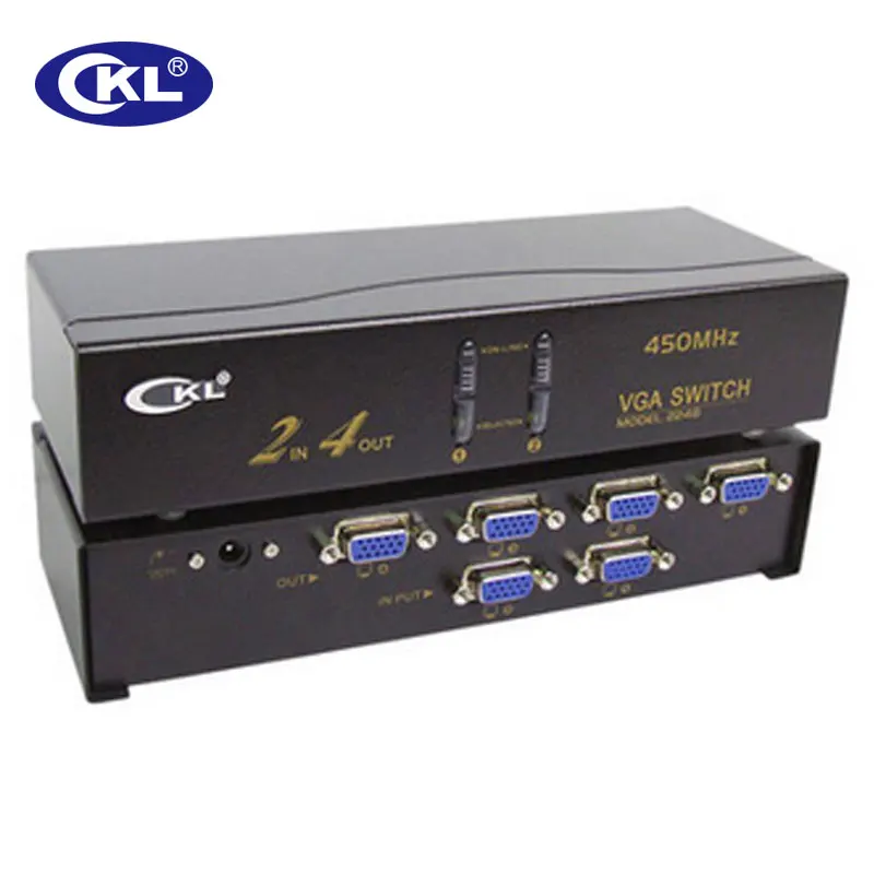 CKL 2x4 коммутатор VGA Splitter 2 в 4 Поддержка 2048*1536 450 мГц для монитора ПК ТВ проектор металла CKL-224B