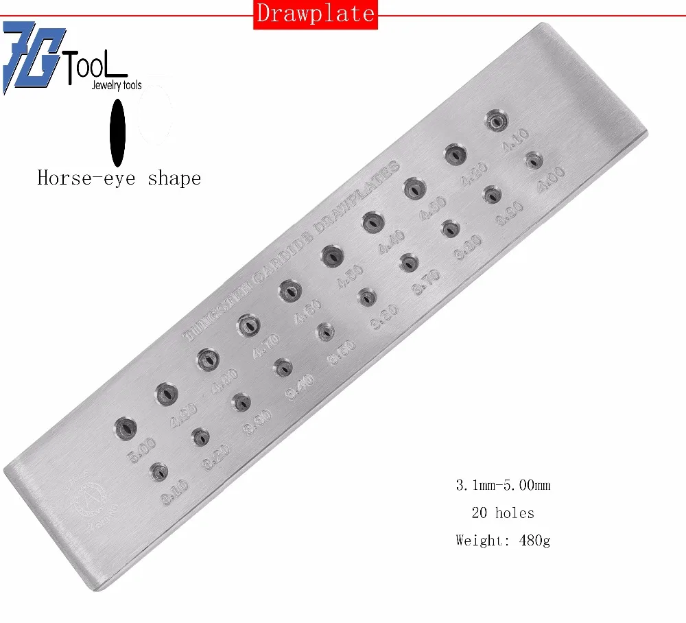 Форма конского глаза мм 5,00-3,10 мм 20 отверстий, вольфрамовая карбидная проволока Drawplate, инструменты для изготовления ювелирных изделий