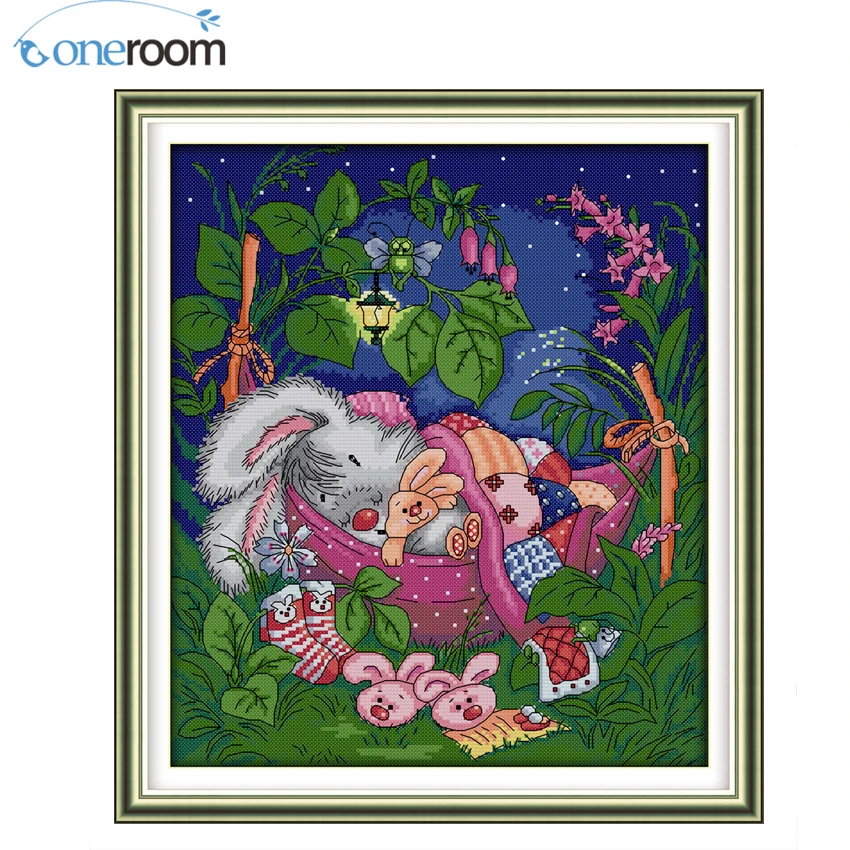

D941 Rabbit Sleep Patterns Counted Cross Stitch 11CT 14CT Cross Stitch Set Wholesale Cross-stitch Kit Embroidery Needlework