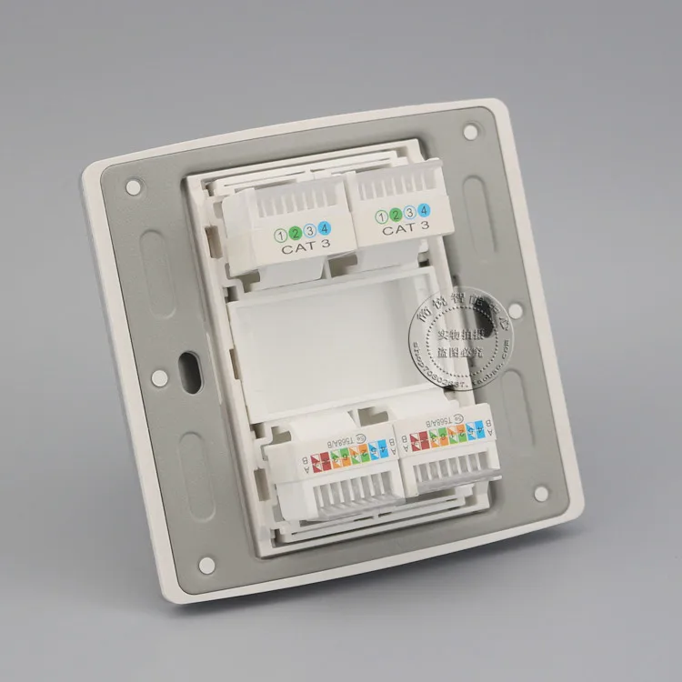 3 Port RJ45 Cat5e Network Ethernet LAN Socket Champagne Outlet Panel Faceplate