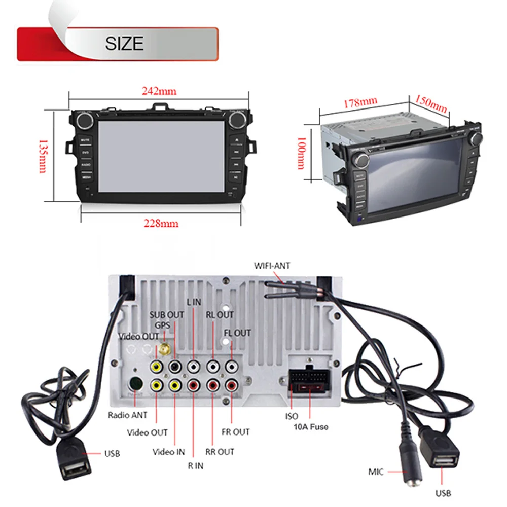 Discount New 8 Inch Android 8.1 Car DVD Player GPS Navigation Radio Audio For Toyota Corolla GPS Navi Navigation System Autoradio 4