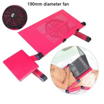 

Computer Desks Cooling Fan Folding Lap PC Holder Table Portable Adjustable Fan Foldable Laptop Notebook Vented Stand Bed Tray