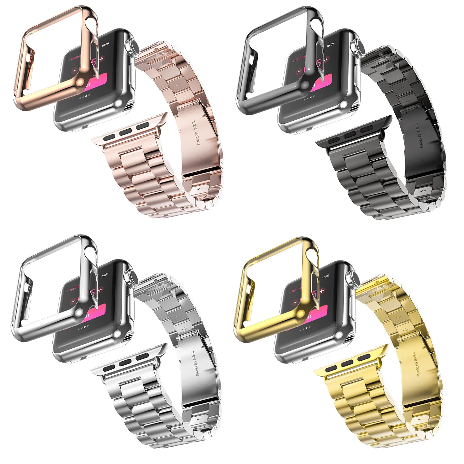 Ремешок из нержавеющей стали 316L для Apple Watch Band позолоченный чехол Series 2 iWatch 1st 2nd 38