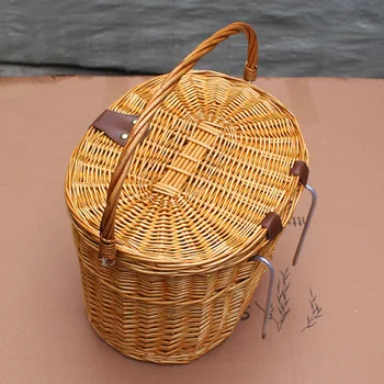 

2019 New Multifunctional Wicker with Lid Bicycle Basket Supermarket Portable Shopping Bike Tube Frame Front Carrier Basket