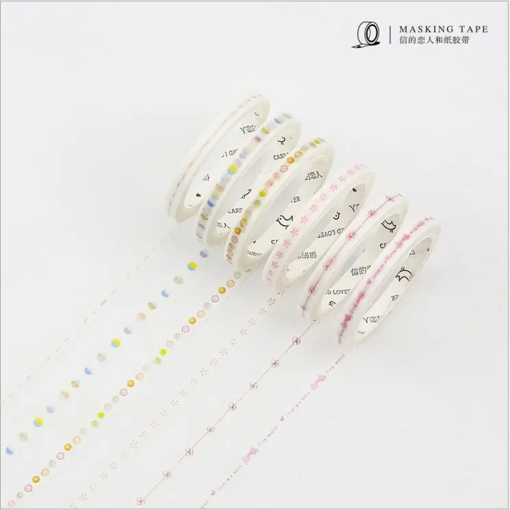 

24 Styles Candy color Bowknot Floral flower Dividing Line Slim Washi Tape DIY Planner Scrapbook Sticker Label Craft Masking Tape