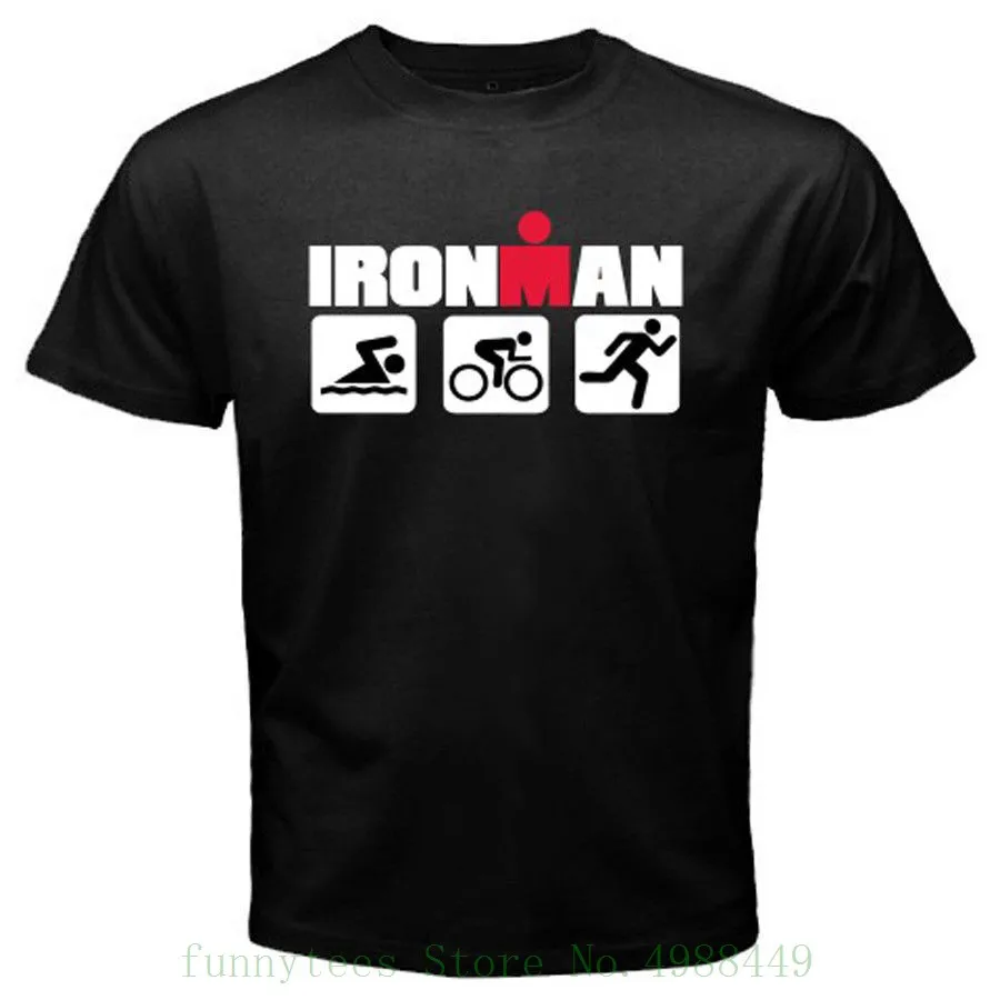 

Ironman Triathlon Swimmer Biker Runner Sportsy Symbol Men's Black T Shirt Size S To 3xl Kawaii Summer Men Tee Tops Clothing tops