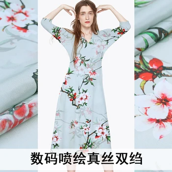 

Digital inkjet silk crepe de chine fabric14 mm printing micro-transparent shirt dress chinese silk fabric wholesale silk cloth