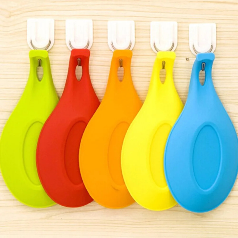 

Silicone Spoon Pad Heat Resistant Scoop Holder Drink Cup Bottle Coaster Mug Tray Insulation Mat Hanging Placemat Kitchen Desk