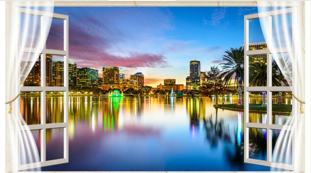 Customized 3d Wallpaper 3d Wall Murals 3 D Tv Setting Wall Window City Night View Beauty Mural Wallpaper Room Wallpapers Aliexpress
