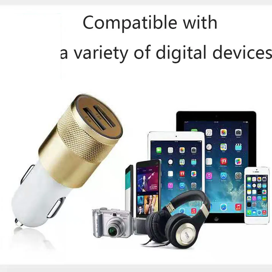 Dual USB Car Charger Adapter 3.1A Auto Vehicle Metal Charger For Smart PhoneTablet huawei p20 10 8 charger