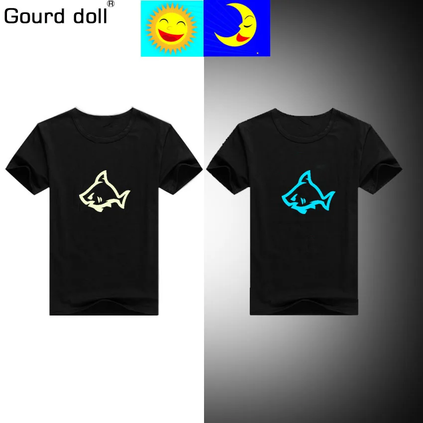 Gourd Doll/Новая светящаяся футболка для мальчиков с изображением акулы и динозавра светящаяся футболка с короткими рукавами для мальчиков с изображением оборотня, хлопок От 4 до 7 лет От 9 до 14 лет - Цвет: Z-101