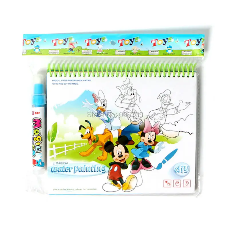 Magic Cartoon Water Drawing Book With 1 Magic Pen Intimate Coloring Book Water Painting Board Eductioanl Toys For Children water magic graffiti cloth book 4 pages cartoon canvas book