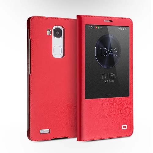 Для Huawei Коврики 7 qialino бренд натуральной естественных коровья кожа кожаный чехол Smart Cover для Huawei Коврики 7 Авто сна проснуться - Цвет: Красный