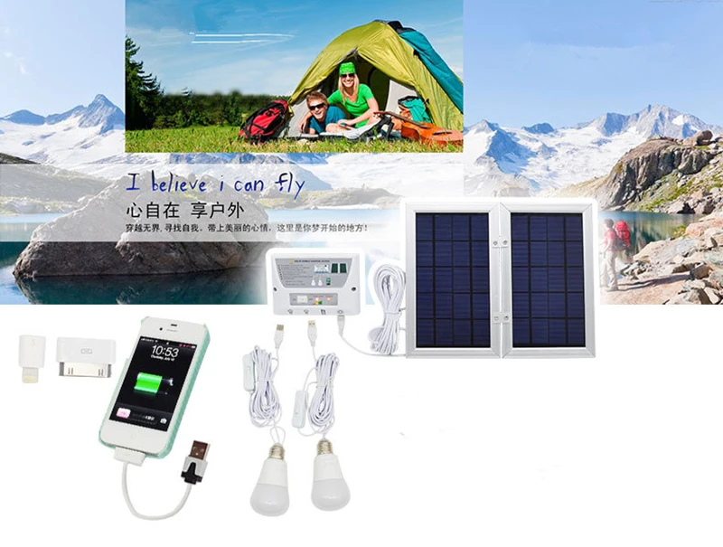 Geração de Energia Carregamento do Telefone Móvel + 2led Solar Terno Móvel Fotovoltaica Barraca Acampamento Eemergency Lâmpadas Cabo Usb Luz 2 High Quality light solar