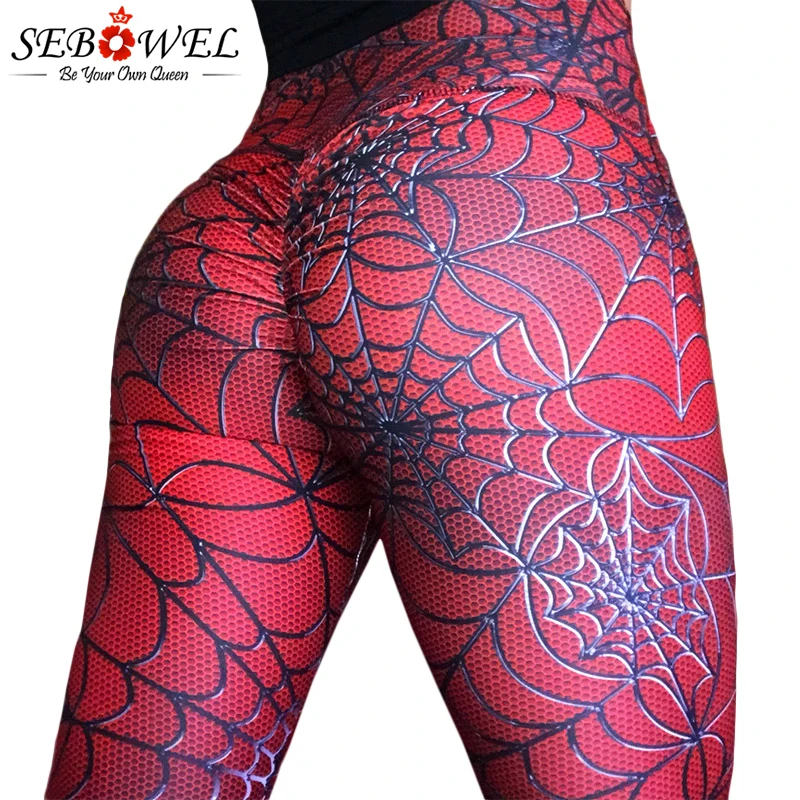 SEBOWEL New Yoga Leggings Slim Tights Woman Spider Web