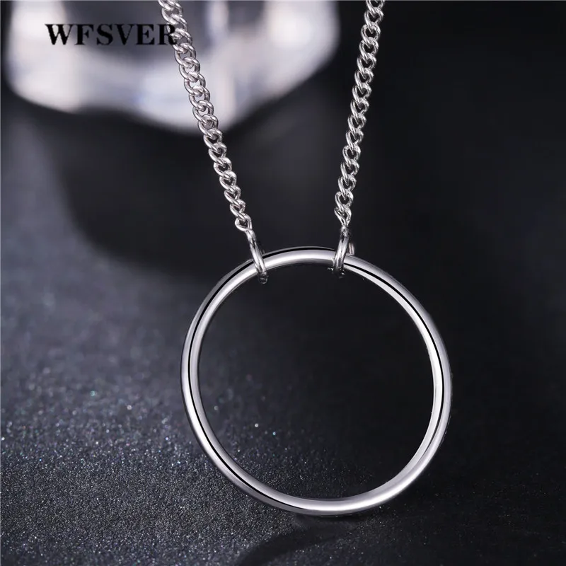

WFSVER 925 Sterling Silver Korea Style Hollow Round Pendant Necklace For Women Simple Pendant Necklace Fine Jewelry Present
