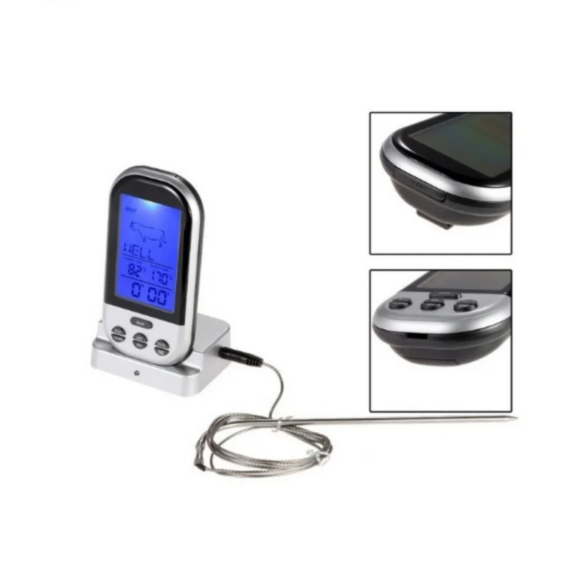 

Wireless Kitchen Digital BBQ Thermometer Oven Food Cooking Grill Smoker Meat Thermometer With Probe and Timer Temperature Alarm