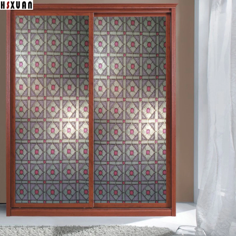 tint Self Adhesive glue Window Film 90x100cm Retro pattern furniture