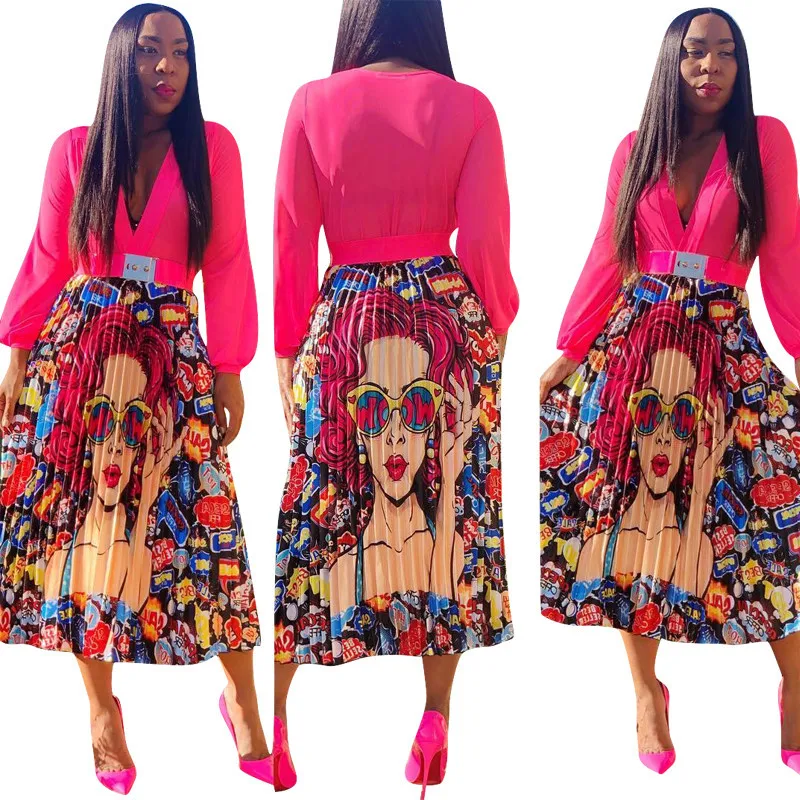 

Hot sale African Women Skirt african style Digital printing High Waist Vintage Skirts Casual Ladies