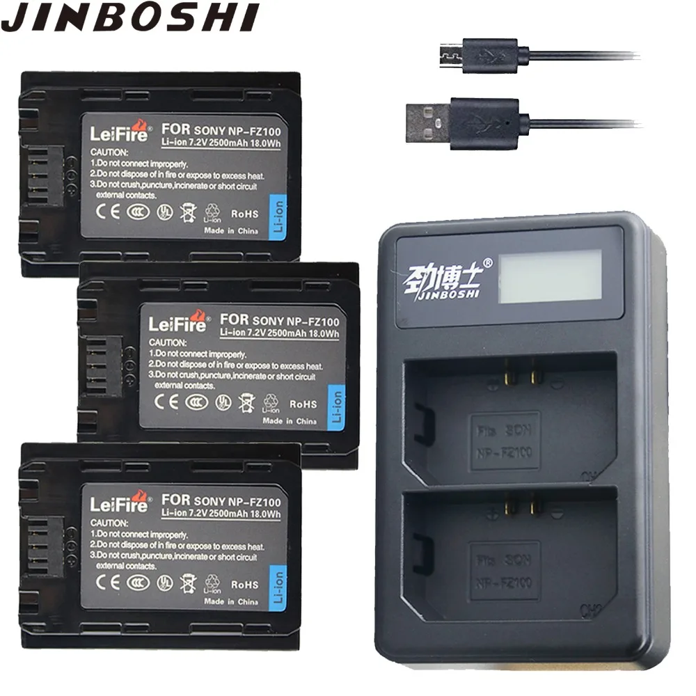 

3pcs NP-FZ100 NPFZ100 NP FZ100 2500mAh Battery + Dual USB Charger for Sony NP-FZ100, BC-QZ1, Sony a9, a7R III, a7 III, ILCE-9