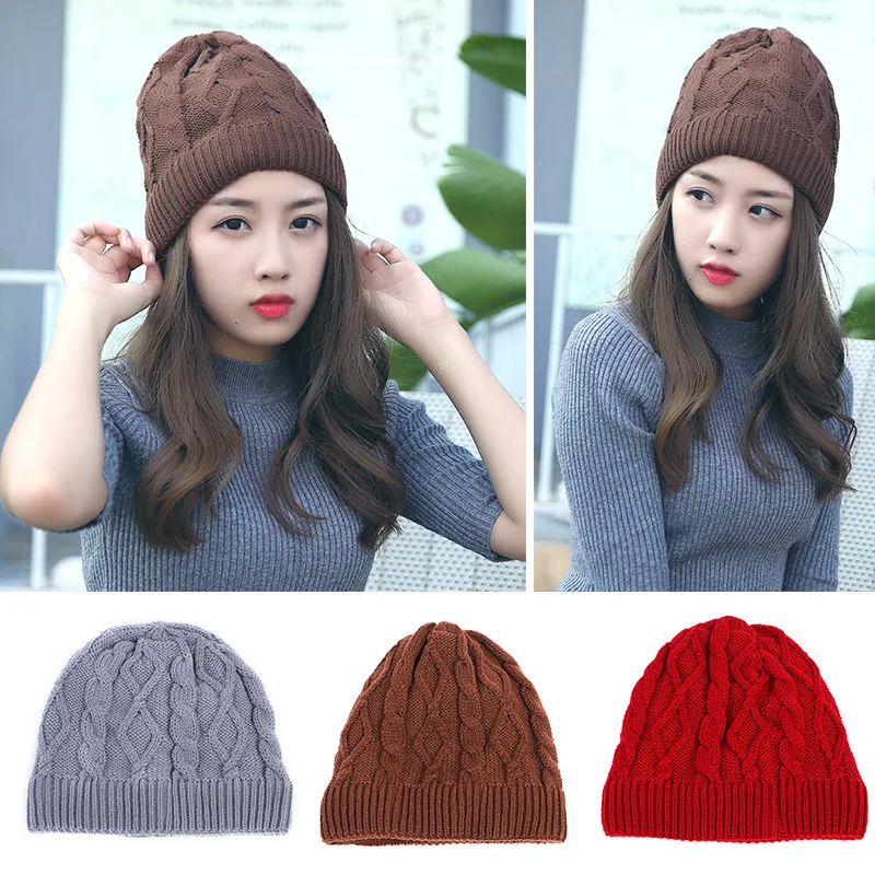 

Korean adult winter hats  ladies fashion cashmere knitted hat wholesale and warm