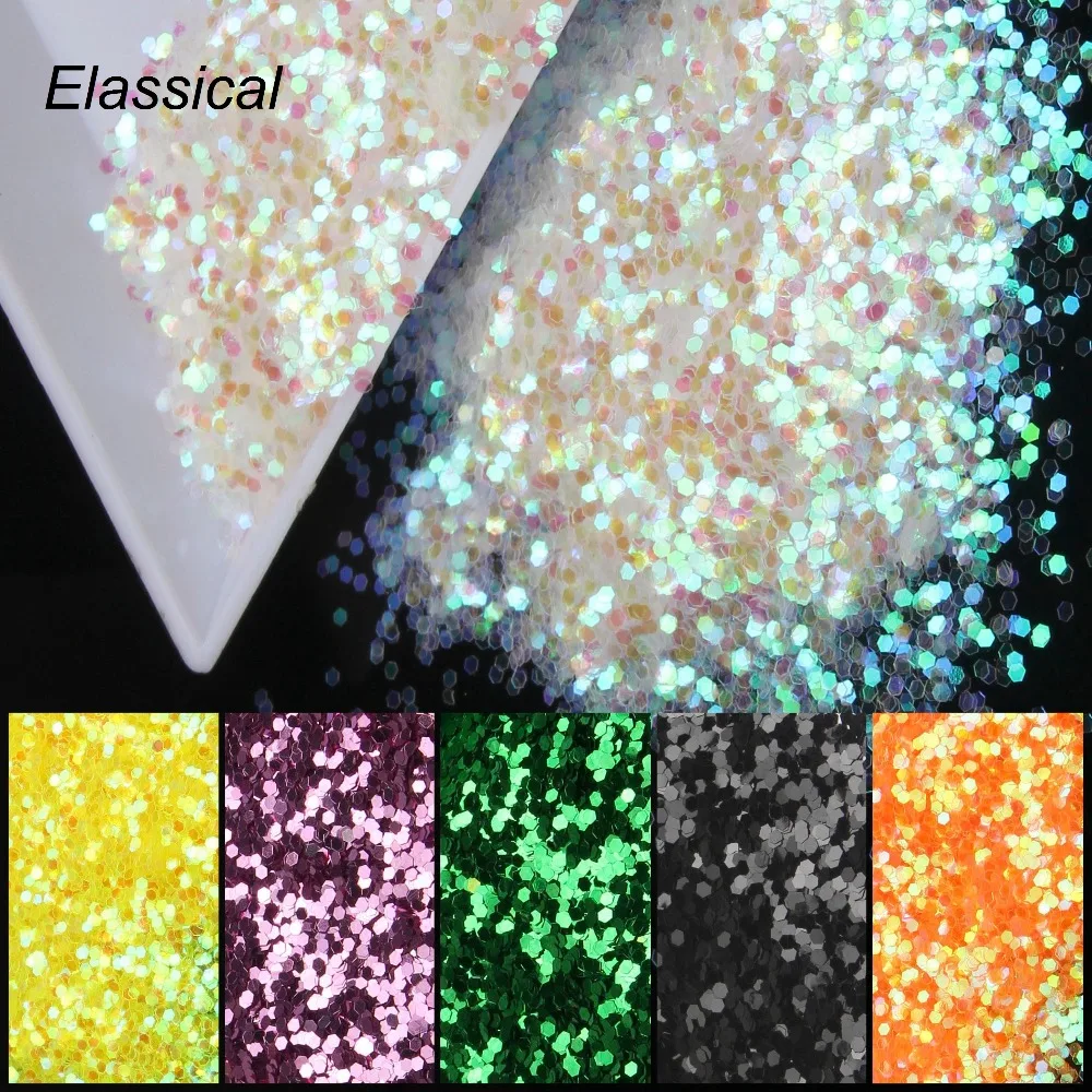Elessical 10g/bag Holographic Hexagon Design Nail Glitter Spangles Thin Sequins DIY Acrylic Powder Sand For Nails Art Decoration