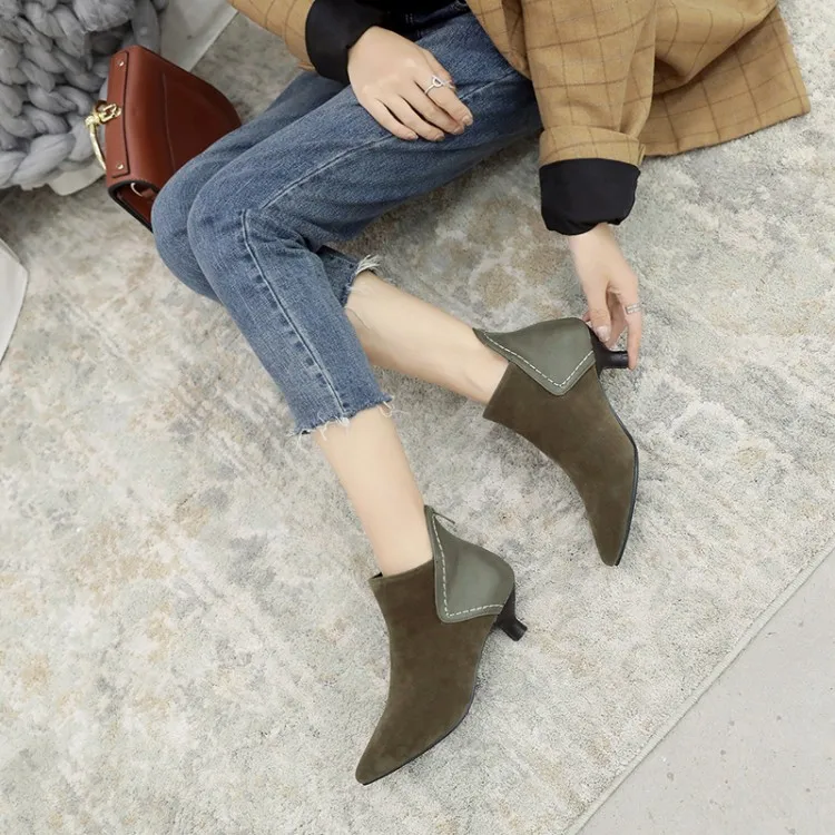 

Big Size 11 12 13 14 15 Shoe boots, pointed low heel cat boots, small heel Martin boots and boots