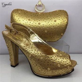 

New fahsion gold wedding/party sandal shoes with evening clutch handbag set GY4