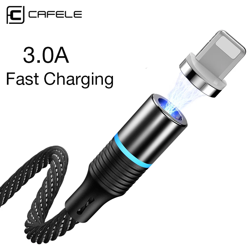 

CAFELE Magnetic USB Cable For iPhone X Xs LED Phone Cables for Lightning Charging Magnet Charger Adapter Cable For iPhone 8 7 6