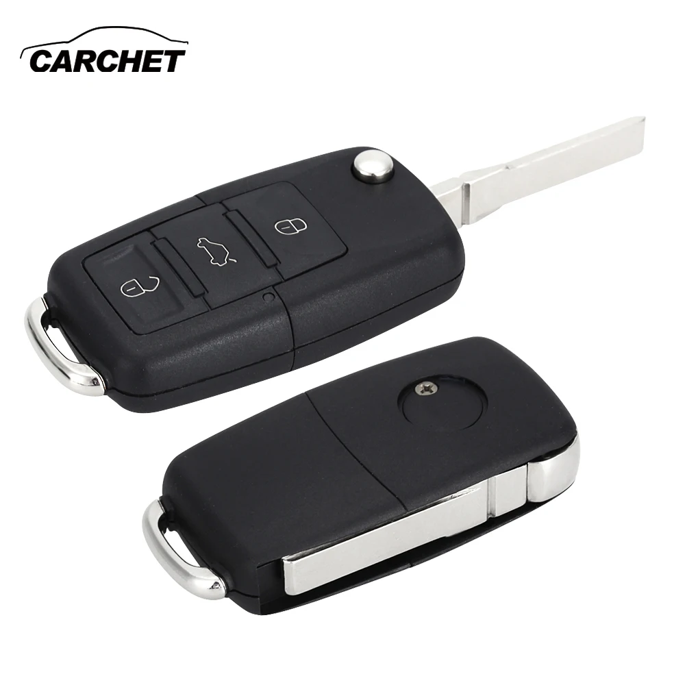 

CARCHET 3 Button Car Key Flip Case Replacement Entry Key Remote Shell Key Case Cover For VW Polo Golf Car-covers