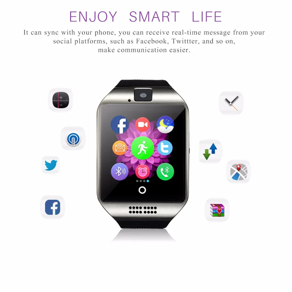 Q18 Bluetooth Смарт часы шагомер для телефона Android Поддержка SIM SD карты наручные часы спортивные часы для huawei Xiaomi htc