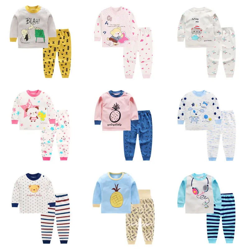 

Children Pajamas Set Cotton Kids Pajamas Warm Boys Girls Sleepwear Suit Long Sleeve T-Shirt+Pants 2 pcs Clothing Sleepwear