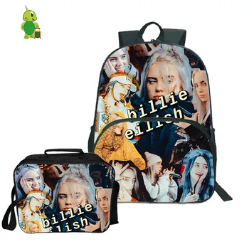

Billie Eilish Backpack 2Pcs/Sets Travel Rucksack Women Laptop Backpack for Teenagers Boy Girl School Backpack with bag