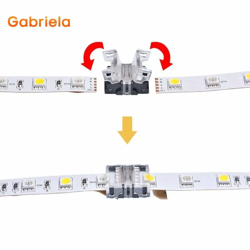 

10PCS 2P/3P/4P/5Pin 8MM 10MM 12MM Wire to LED Strip Connector Strip to Strip Clip Connector for Single Color RGB LED Strip Light