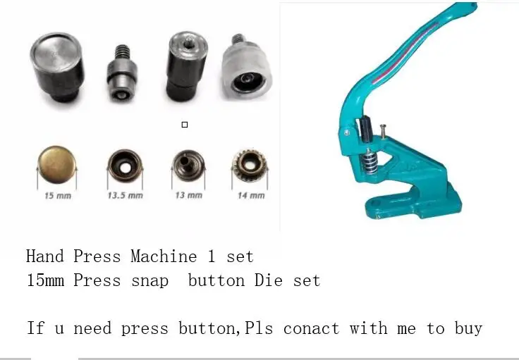 

Hand Press Machine With 15mm Heavy Duty Press Button Studs Setting Tool Die Set