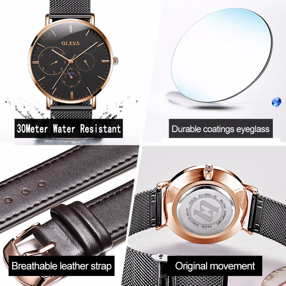 Часы мужские водонепроницаемые модные с автоматической датой montre homme