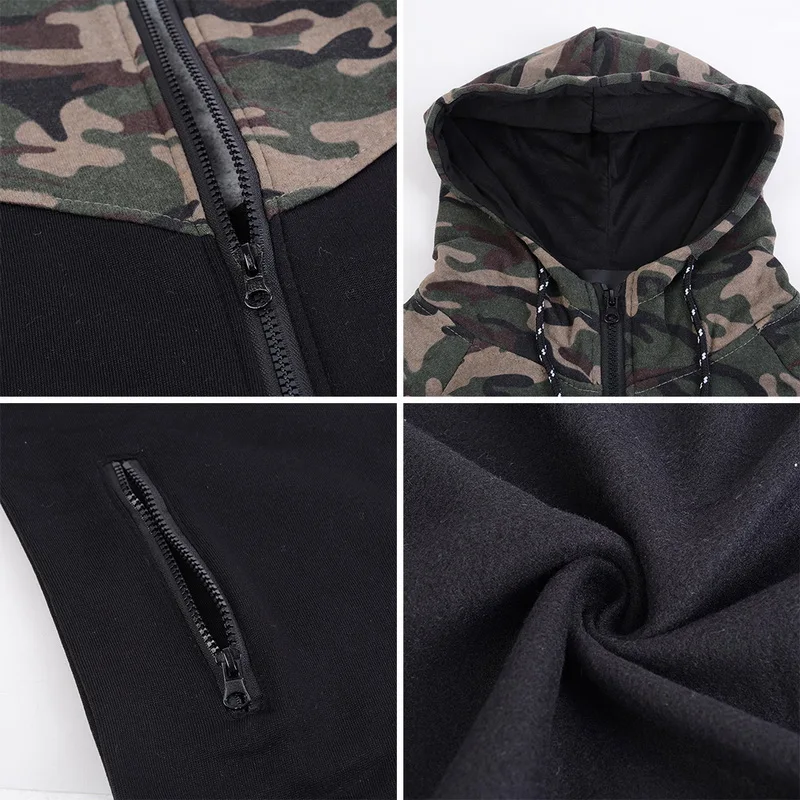 SHUJIN New Camouflage Printed Men Set Causal Patchwork Jacket Men 2Pcs Tracksuit Sportswear Hoodies Sweatshirt Pants Jogger Suit