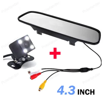 

4.3" TFT LCD 2 Video Input Car Mirror Monitor Parking Rear View Monitor with 4 LED night vision reversing Camera