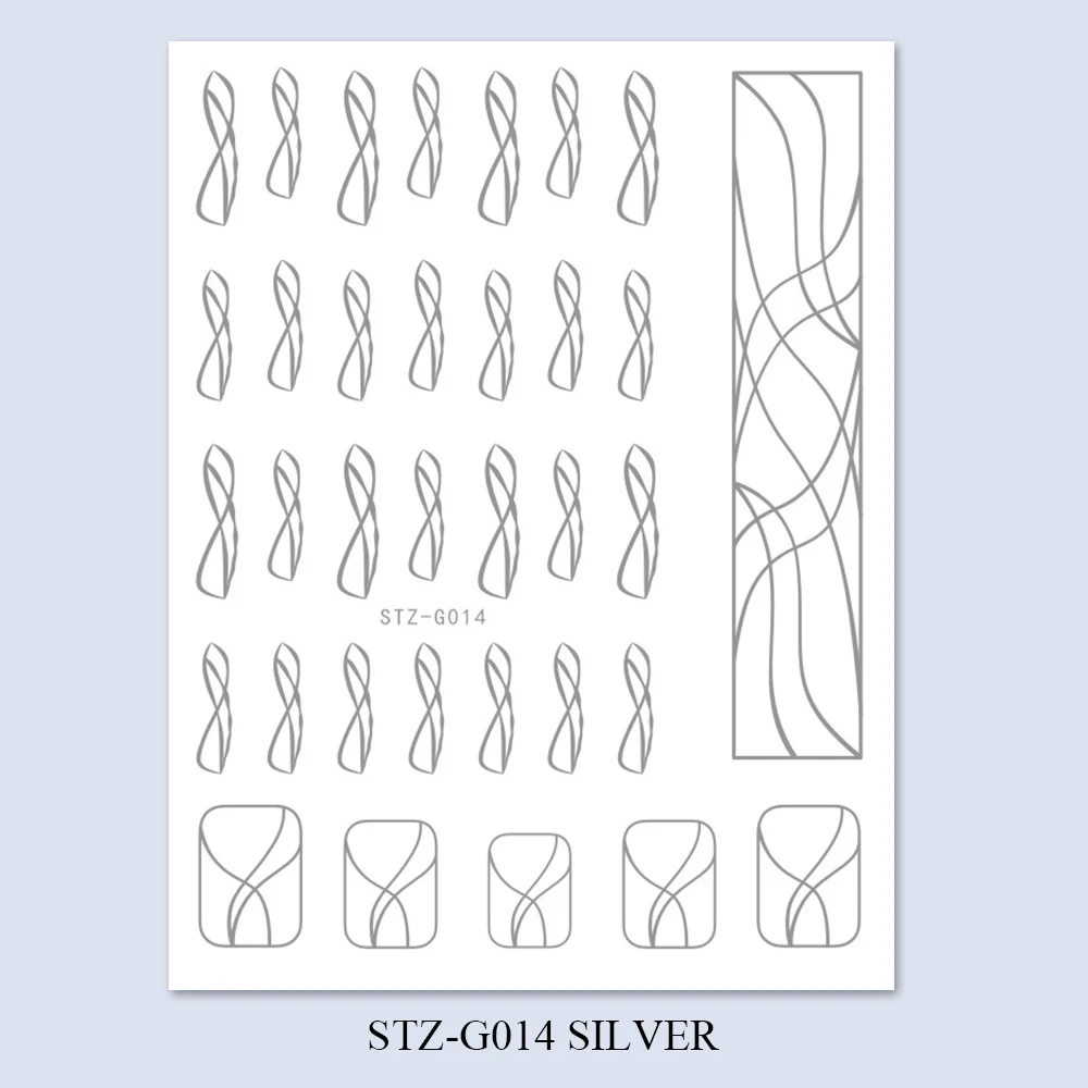 1 шт., золотые, серебряные наклейки для ногтей, лента, круглые слайдеры, для маникюра, геометрических полосок, самоклеющиеся наклейки для ногтей, салонные LASTZG14-20-1 - Цвет: STZ-G014 Silver