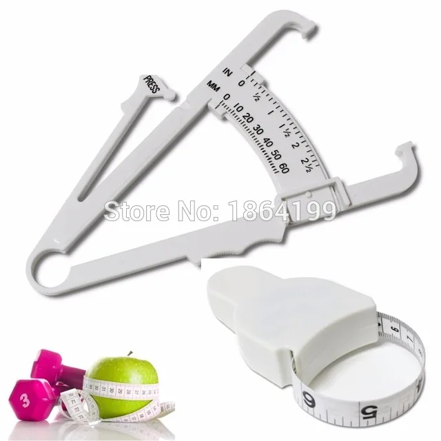 

2Pcs/lot Body Fat Caliper with Body Mass Measuring Tape Tester skinfold caliper PLICOMETRO Muscle Measurement Tool