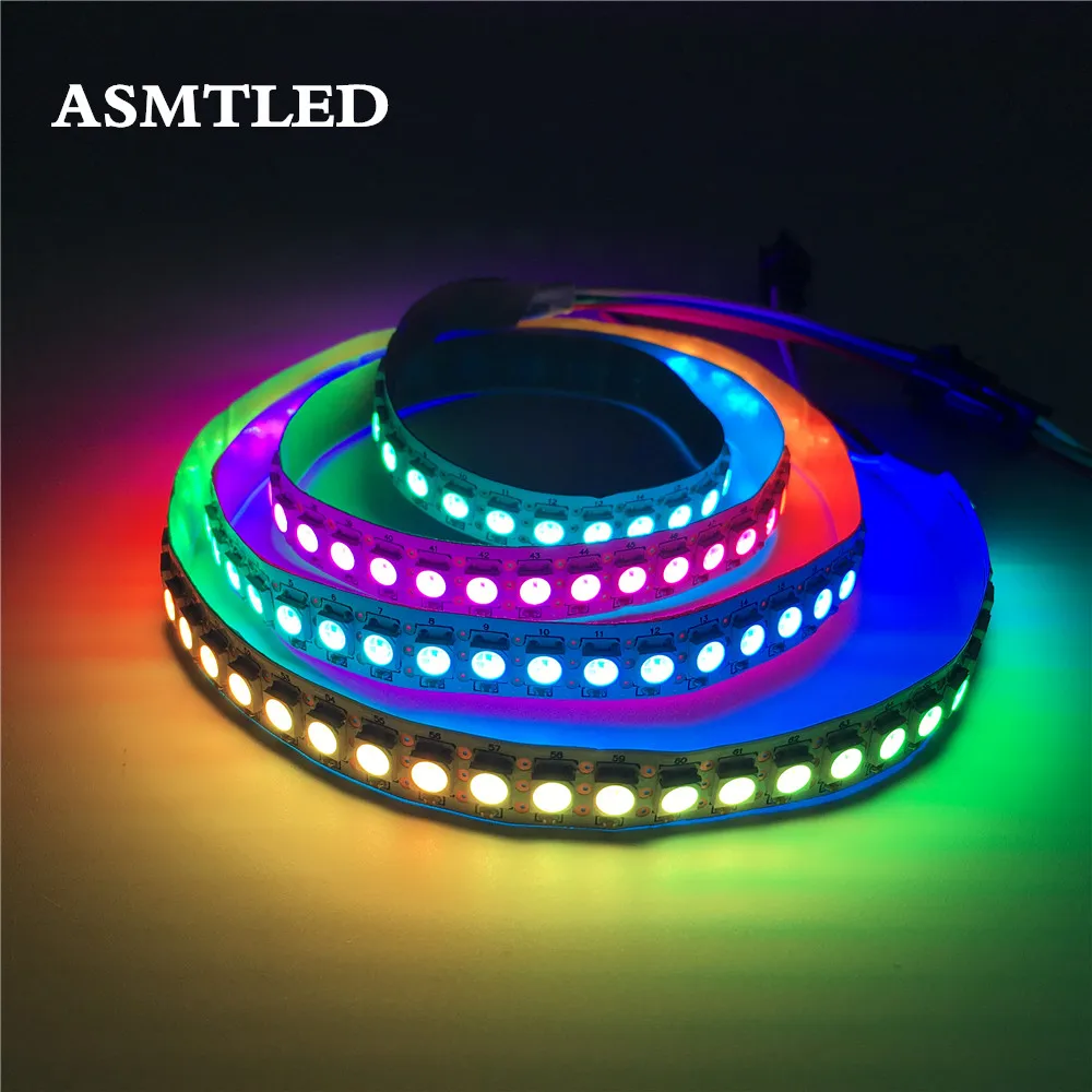 Полноцветная WS2812B Светодиодная лента Черная/белая PCB Встроенная IC 5050 RGB умная