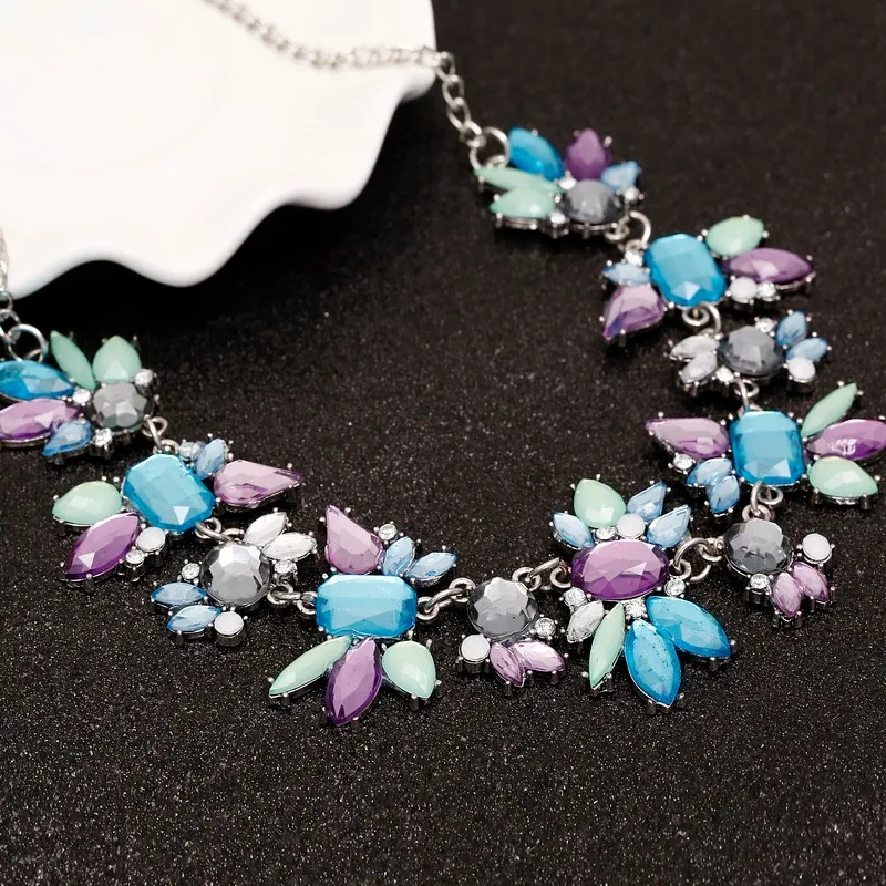 Свежий диомед Массивное колье-чокер ожерелье Нежные цветы цепь ожерелье из разноцветных кристаллов Ювелирные изделия подарок