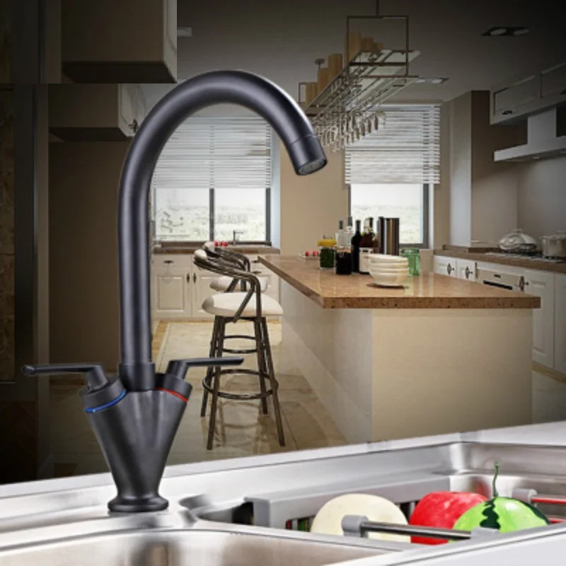 

Kitchen Faucet 360 Degree Rotation Rule Shape Curved Outlet Pipe Tap Basin Plumbing Hardware Sink Faucet siyah mutfak musluk #25