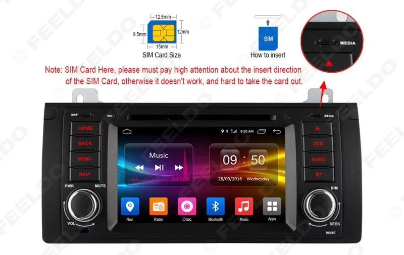 Discount FEELDO 7" Android 6.0 (64bit) DDR3 2G/32G/4G LTE Octa Core Car DVD GPS Radio Head Unit For BMW 3 Series E39/X5 E53/M5(96~03) 3
