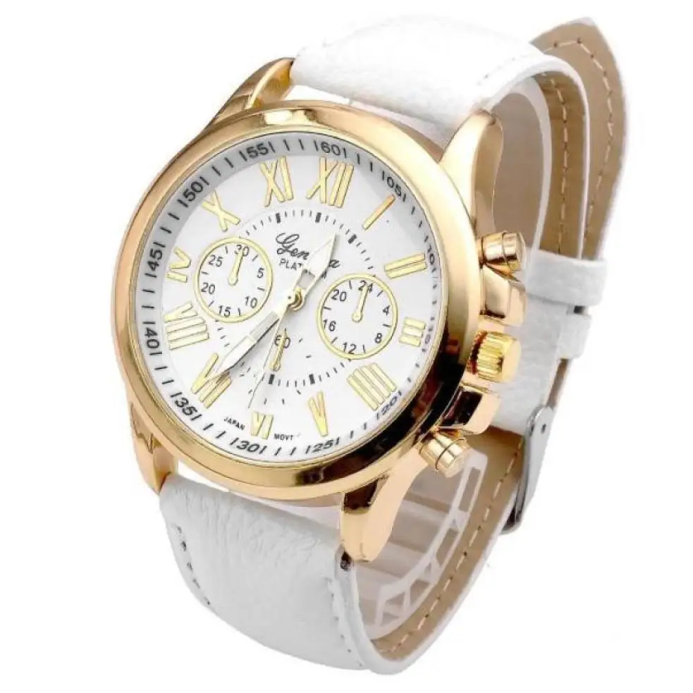 Timezone#401 Модные женские кварцевые часы женские s GENEVA римские цифры - Цвет: Белый