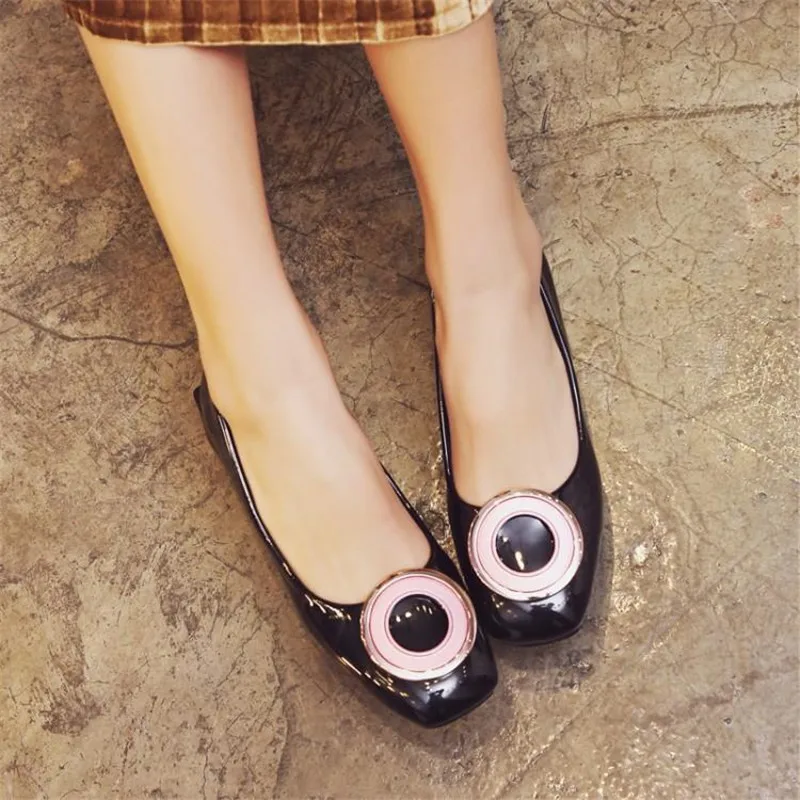 Fashion Women Pumps Shallow Mouth Thick Heel Office Lady Shoes Classic Sexy Patent Leather Block Heels Shoes Woman Large Size 48 (15)