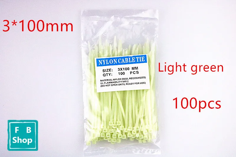 100pcs 3mm*100mm(2.5mm*100mm) Light Green Cable Tie Colorful Self-Locking Nylon Wiring Accessori | Обустройство дома