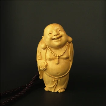 

Wood buddha statue figurines Mini figure immortal sculpture Maitreya Retro Collection future Buddha statues for decoration