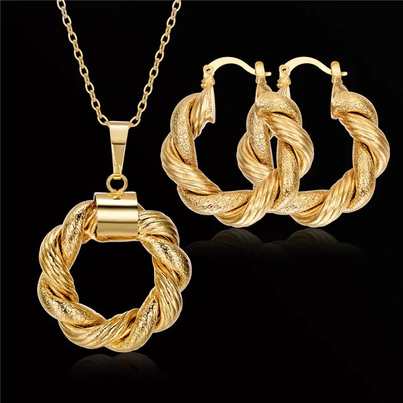 Brand New Collier Vintage Necklace And Earring Set Jewelry For Women Accessories Wholesale Gold Plated Gothic